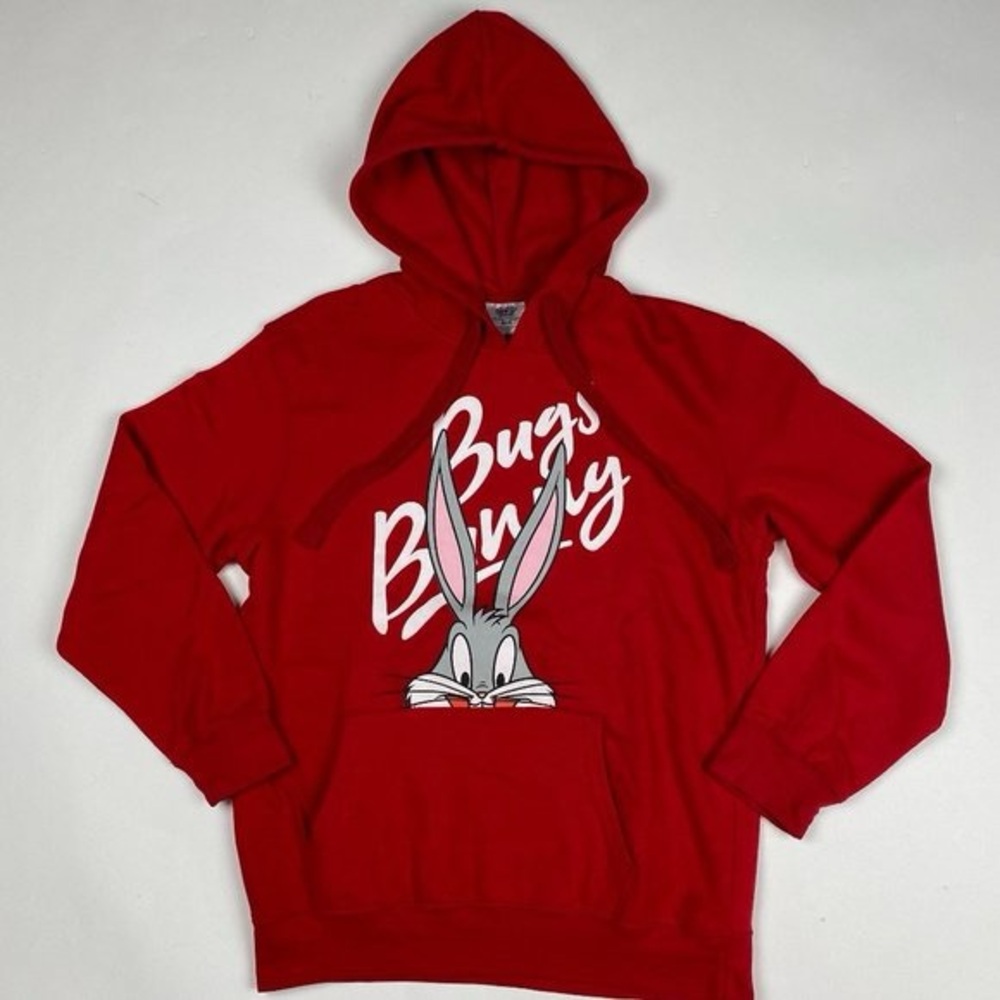 Bugs Bunny Looney Tunes Hoodie Juniors Small 3-5 Sweatshirt Red Pullover